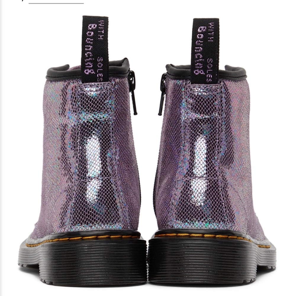 Dr. Martens Shimmering iridescent Purple Combat Boots doc metallic kid 4 adult 6 - Picture 5 of 11